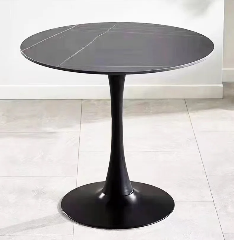 Hot Sell Nordic Modern Black White Tulip Design Mdf Wooden Top Install Dining Custom Small round tables for events party