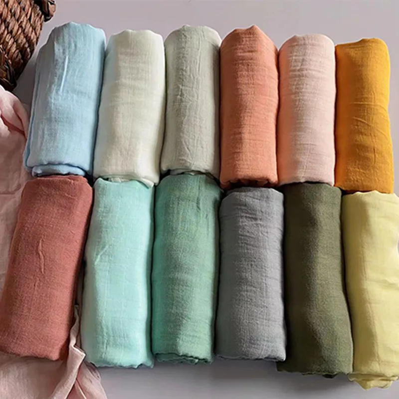 Customized muslin baby swaddle blanket 100% organic cotton washed hand feeling newborn throw muslin blankets