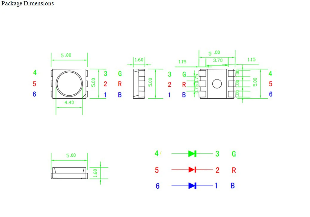 Factory Custom Nail Lamp Medi-Led 0.5W 1.5W 60Ma 150Ma Smd Led Chip 5050 Tri-Color R IR Purple 630Nm 830Nm 410Nm