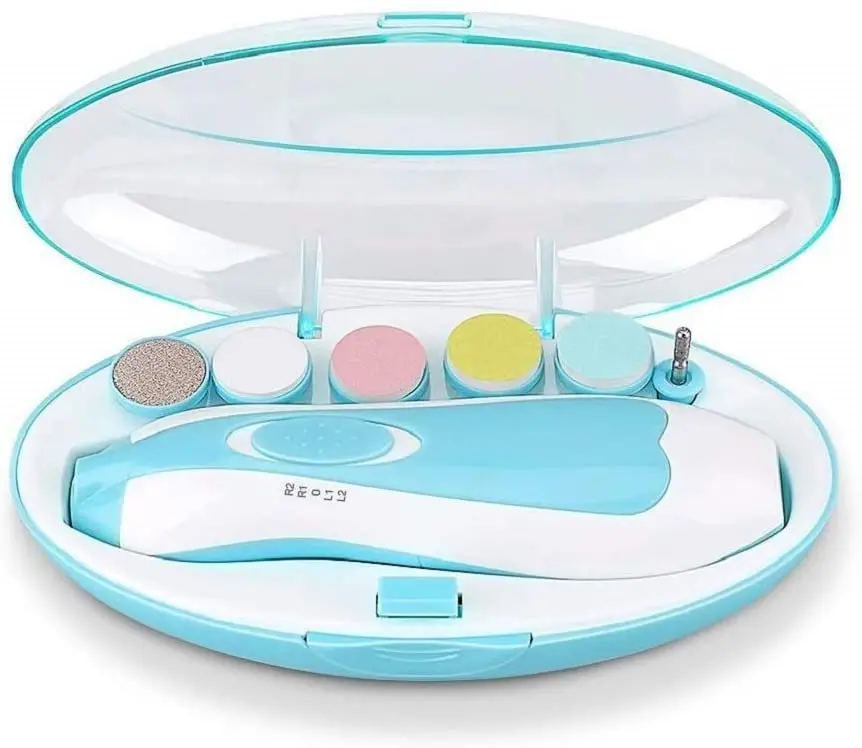 Лидер продаж на Amazon, электрический триммер для детей, безопасный резак для ногтей, светодиодная машинка для стрижки, набор для маникюра и педикюра