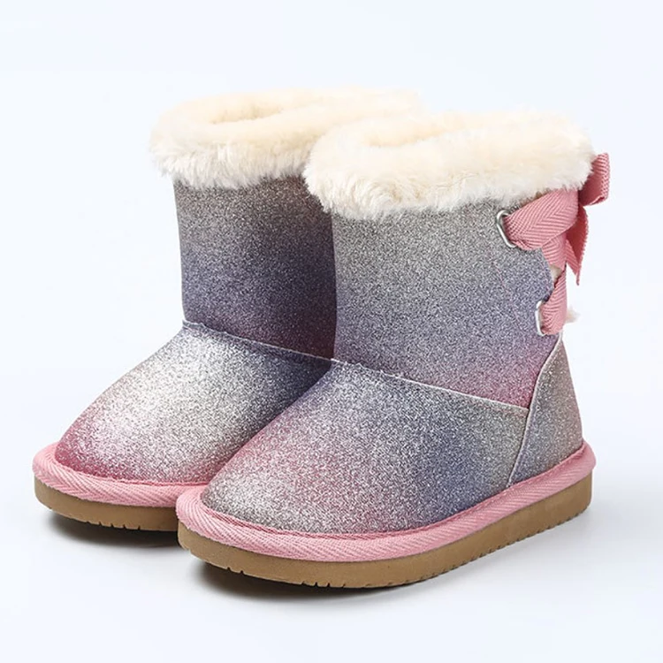 Custom Classic Winter Warm Indoor Outdoor Fluffy Bailey Bow Kids Boots Winter 2021