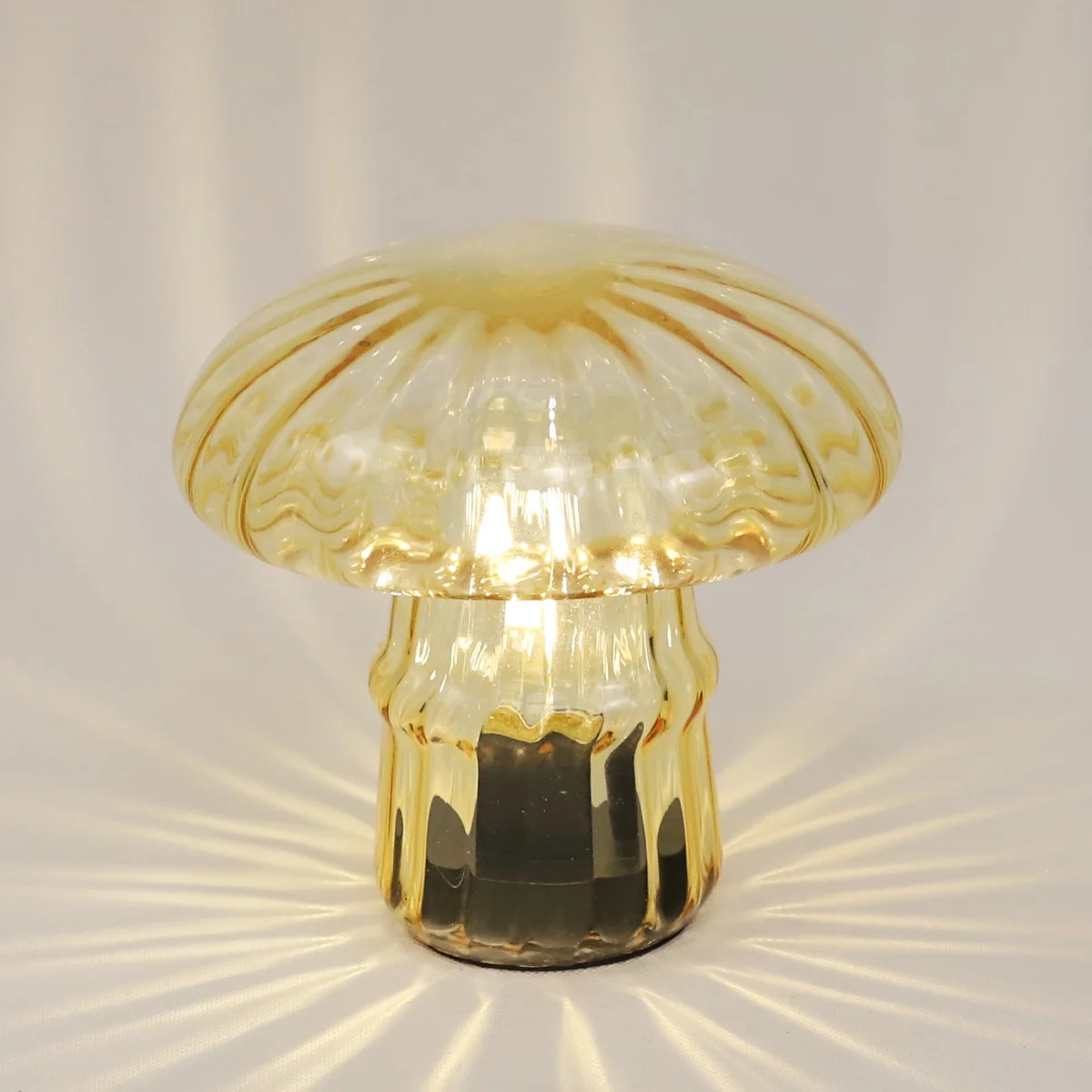 Mushroom Decor Battery Operated Led Light Table Ornament Festival Home Handmade Blown Glass Lamp Decoration