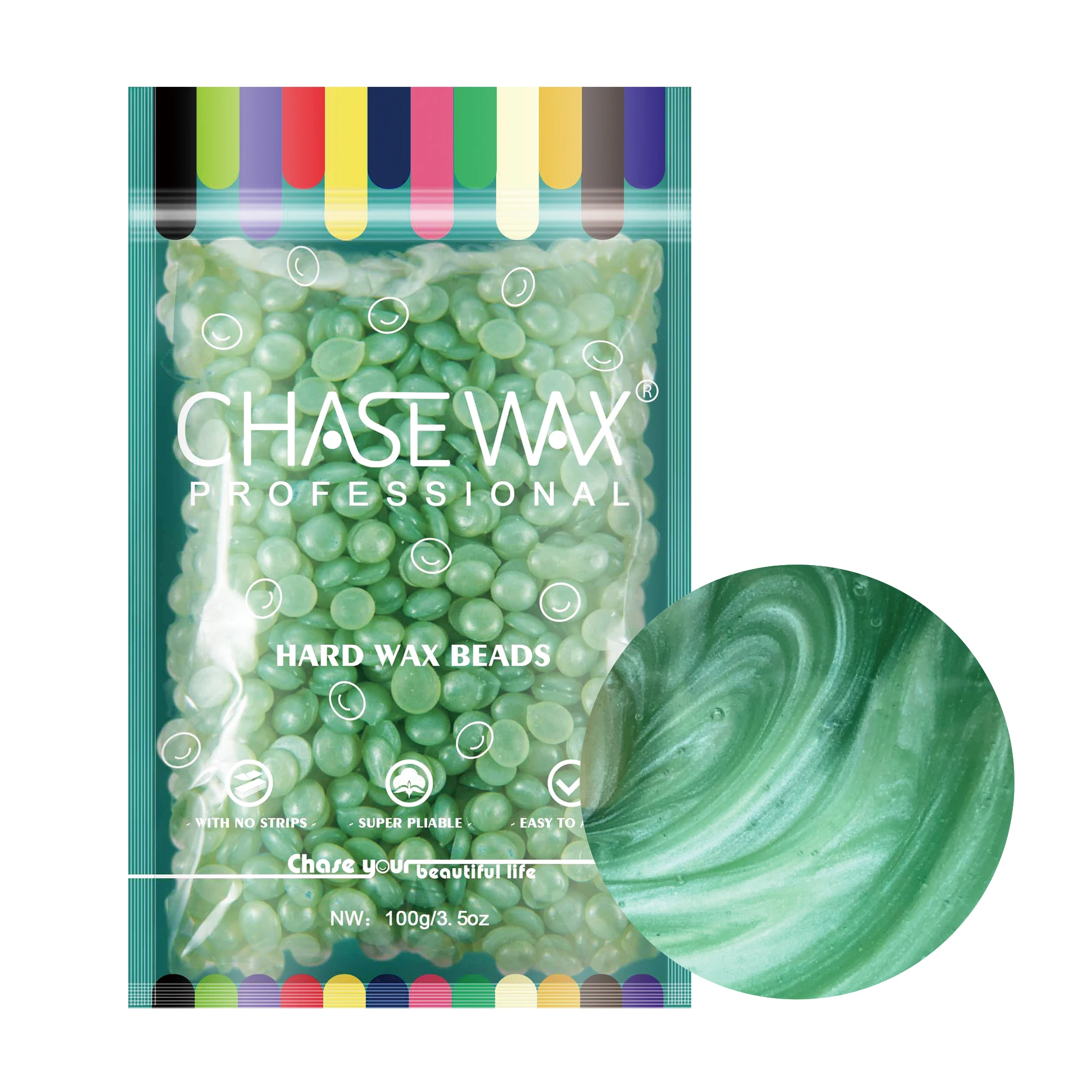 Chase Wax 100g Shimmer Green Rosin Free Hair Removal Depilatory  Hard Wax Beads For Waxing