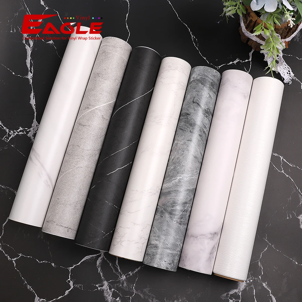 Modern PVC Marble Grain Decorative Film Furniture Wrap Self adhesive High Gloss Custom Window Glass Decorative Films