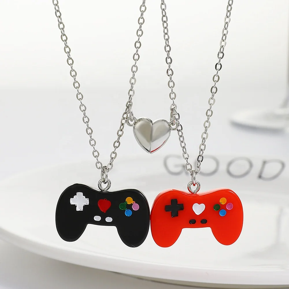 New Fashion Black and Red game pad couple Necklace Ins hip-pop personality Men Women pendant Necklace Sweater chain