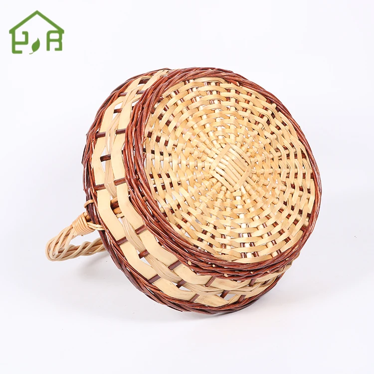 Modern Wicker gift baskets set of two willow flower  with handle