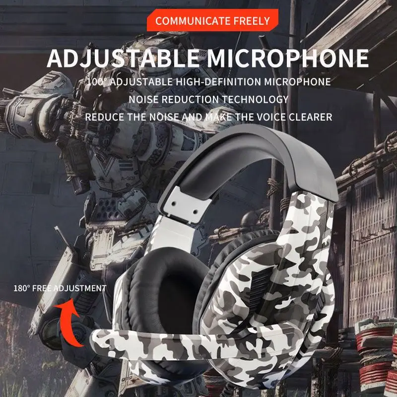 Camouflage top quality gaming headphones free sample best quality and with mic gaming headset
