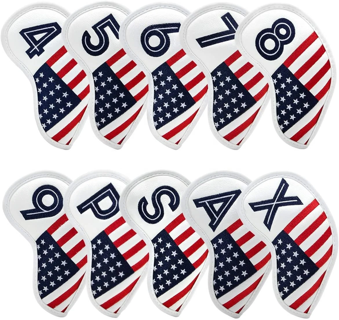 Golf Iron Head Covers Set 10pcs/Set Iron Headcover Golf Iron Club Cover USA American Flag