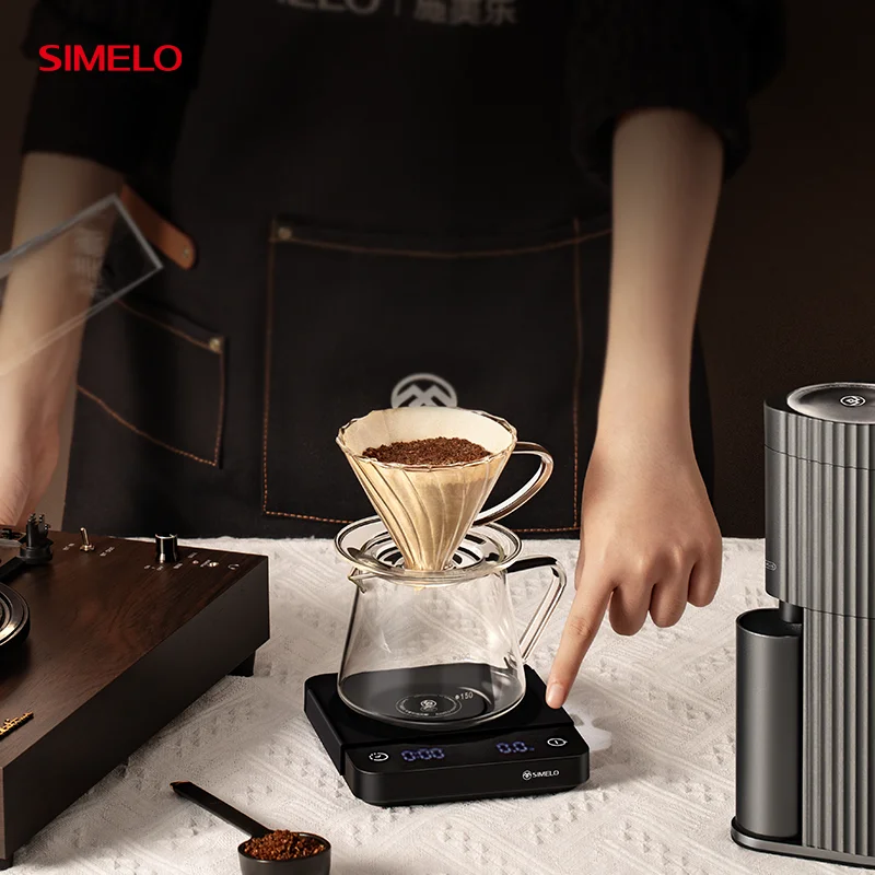 SIMELO portable Mini Single Display Coffee Scale Kitchen usb Electronic Scale Timer Coffee Scale With silicone pad