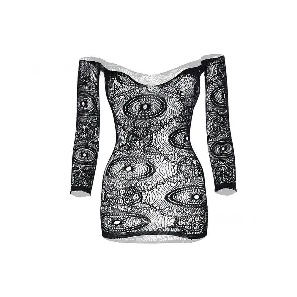 perspective free size v neck sexy lingerie hollow out sexy mesh women night dress for women sleeping