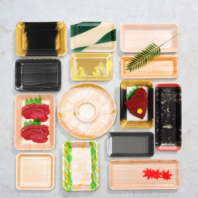 Vacuumable Multi-Size Color Disposable Fresh Tray Fresh Meat Frozen Shrimp Salmon Shellfish Steak Display Box Packing Tray