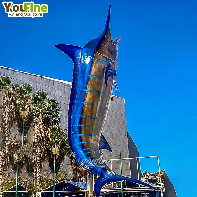 New design stainless steel metal Marlin fish sculpture for sale