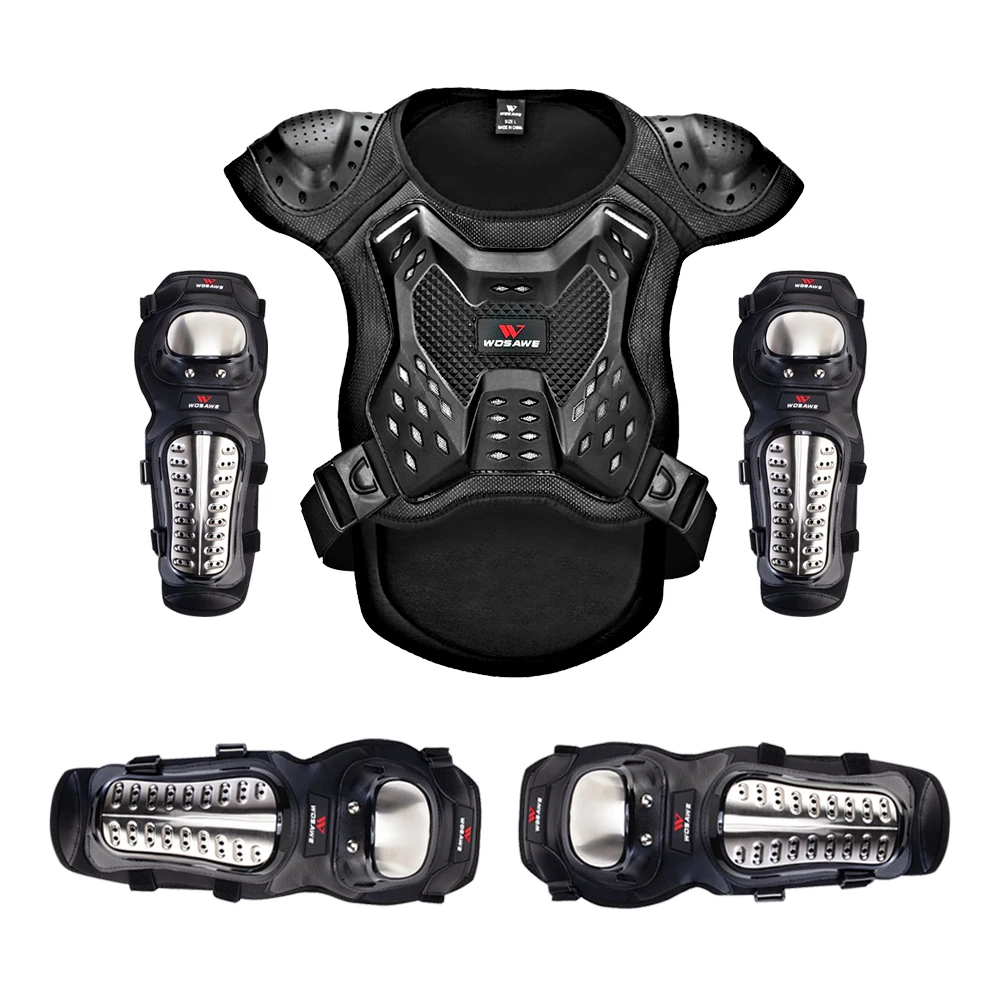 WOSAWE Motorcycle Armor Suit Roller Skating Skateboard Chest Back Spine Anti-fall Protective Gear Knee Pads Elbow Pads Suit