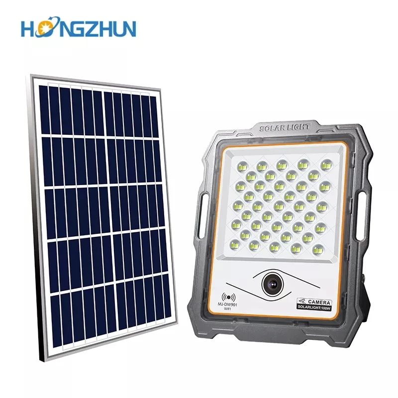 High Power Waterproof Ip67 Led Flood Solar Lights Aluminum 100W 200W 300W 400W Garden Outdoor CCTV Solar Flood Light With Camera
