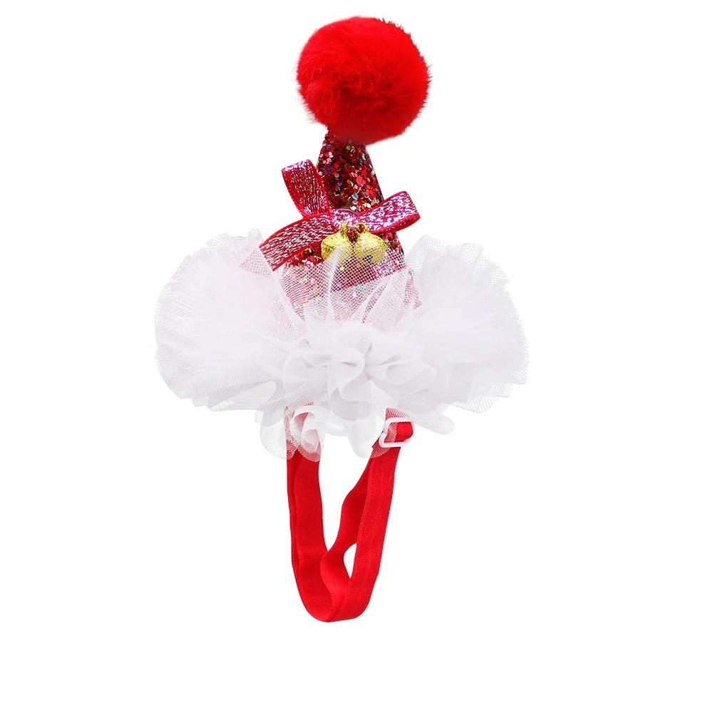 E Magic Discount Adjustable hat lace gauze skirt santa claus Cat dog hat bow tie for cute pet hair accessory (1600791288222)