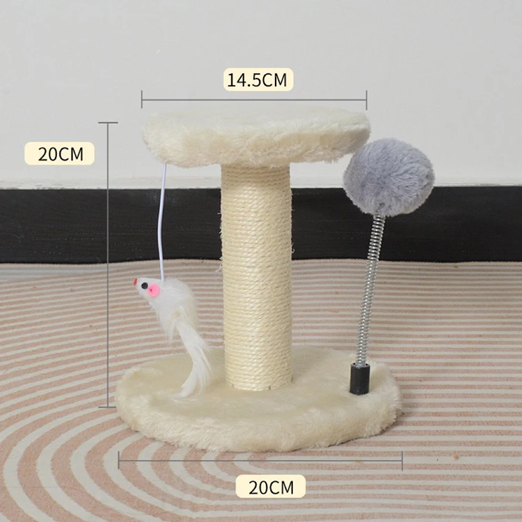 Classic Fashion Cat Tree Scratcher Toy Simple Wooden Design Corduroy Climbing Frame Cartoon Sustainable Pet Scratching