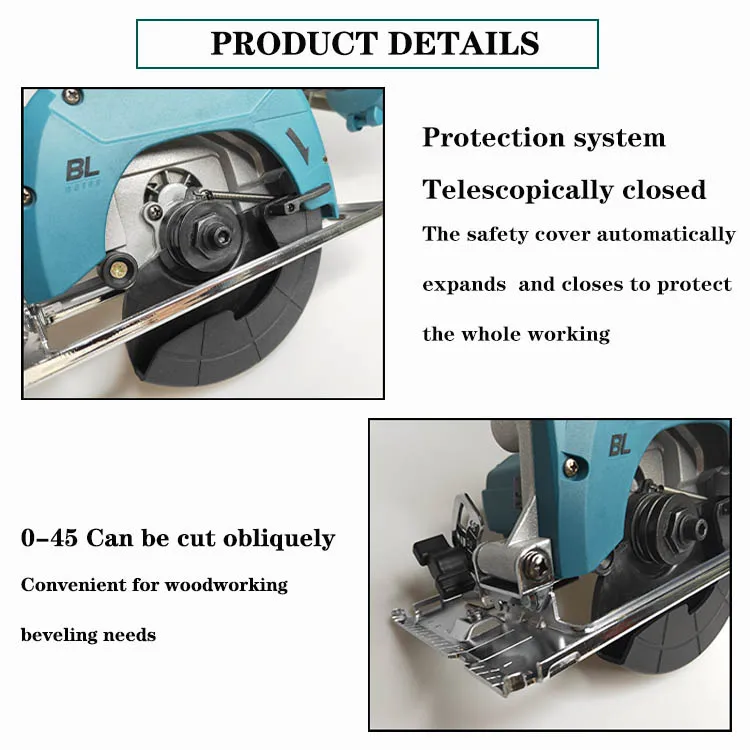 Electric Bevel Sliding Miter Saw Wood Cutting  Lithium Battery Cordless Handheld Electric Circular Saw