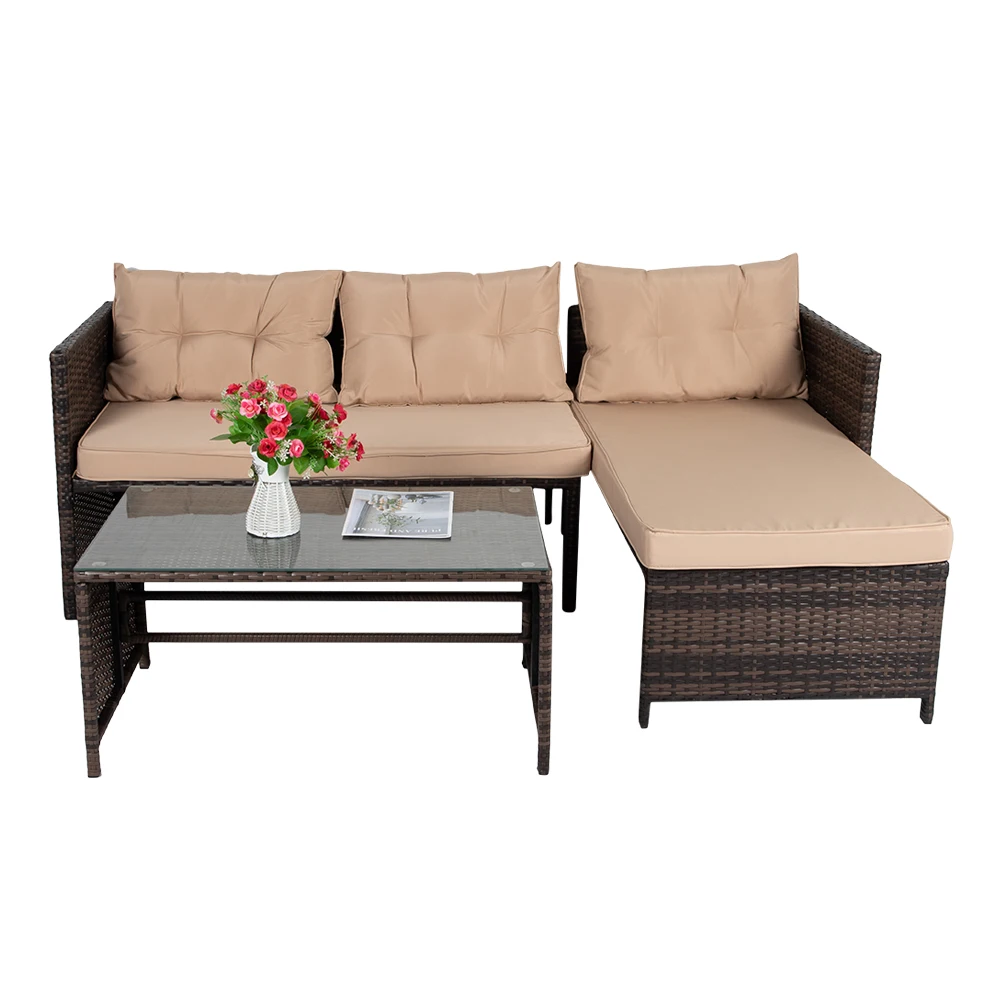Best Seller Plastic Wicker Sofa Set Rattan Patio Furniture L Shaped Sofa Rattan Outdoor Furniture