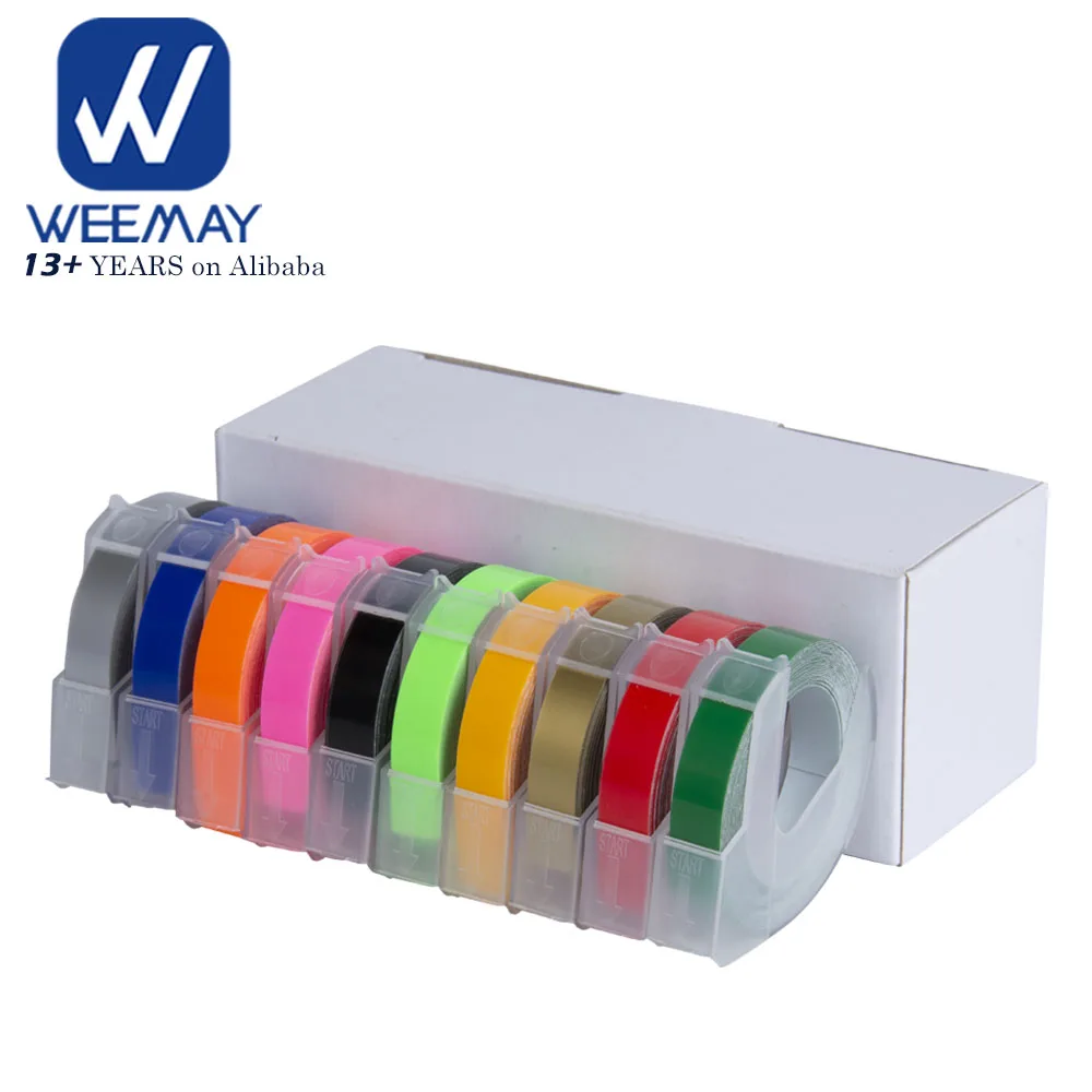 Weemay Width 9mm Length 3m Compatible Dymo 3d Plastic Embossing Label Tapes for Dymo 1595 1610 1540 1880 12965