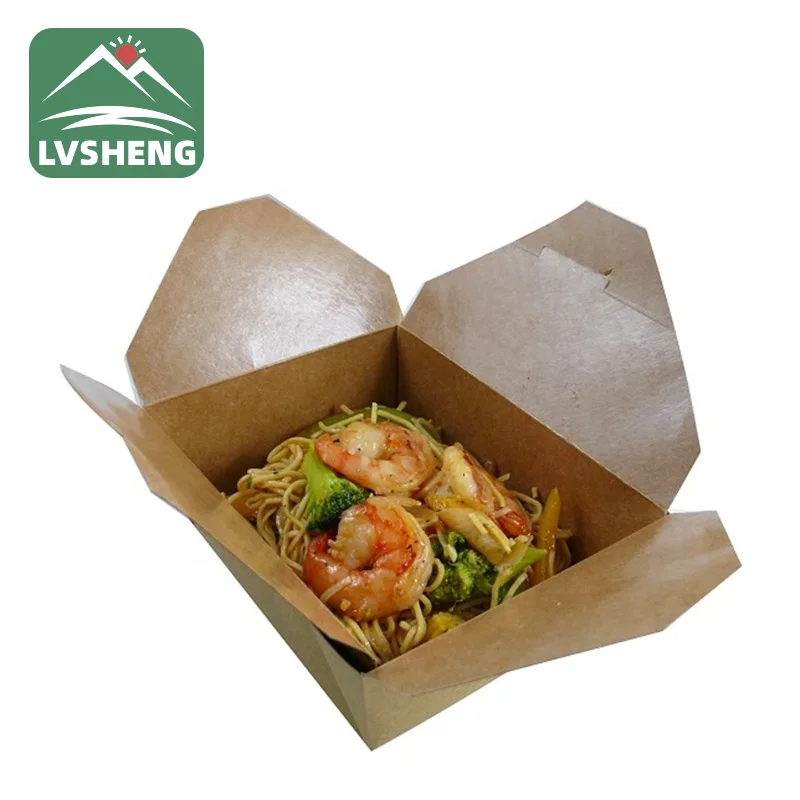 Disposable biodegradable paper food deli delivery container