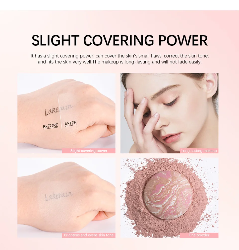 Lakerain Baked Color Correcting Powder Foundation  Brighten Long Lasting Matte Contour Bronzer Multipurpose Powder Palette