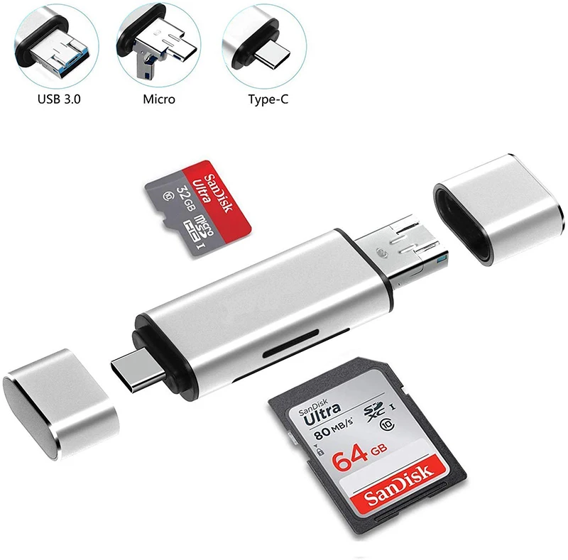 Hot Selling Mini Otg 5 In 1 Sd Tf Memory Card Reader Usb Driver For Mobile Phone