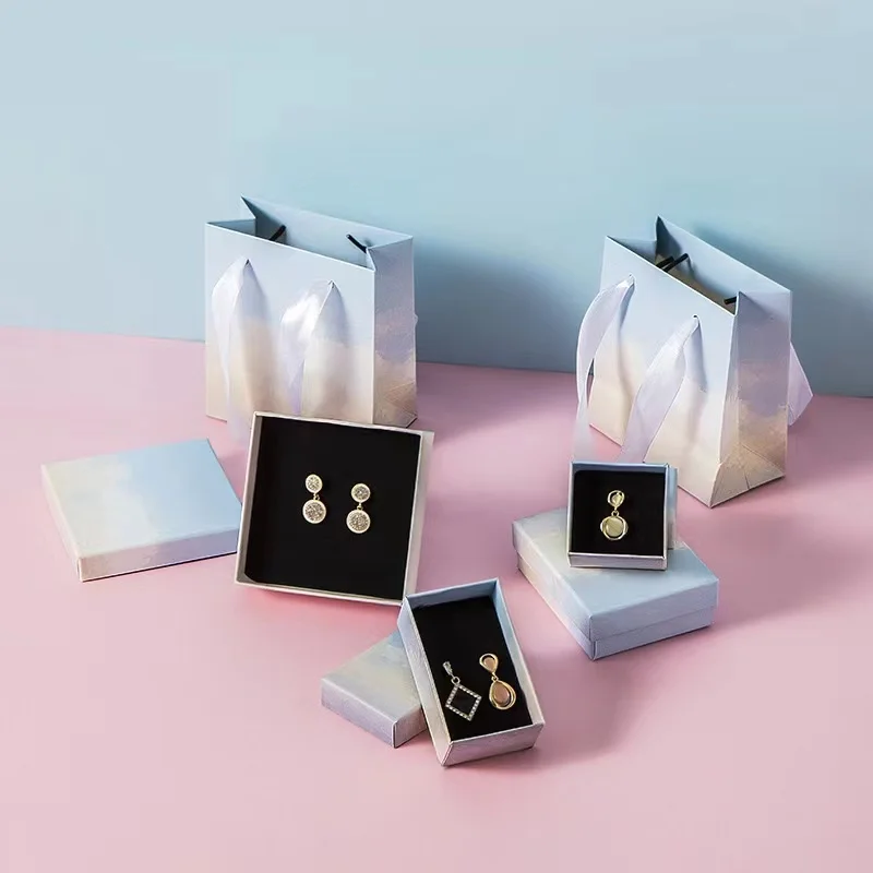 Custom Logo Ring Earrings Bracelet Jewelry Packaging Paper Box Pendant Jewelry Boxes