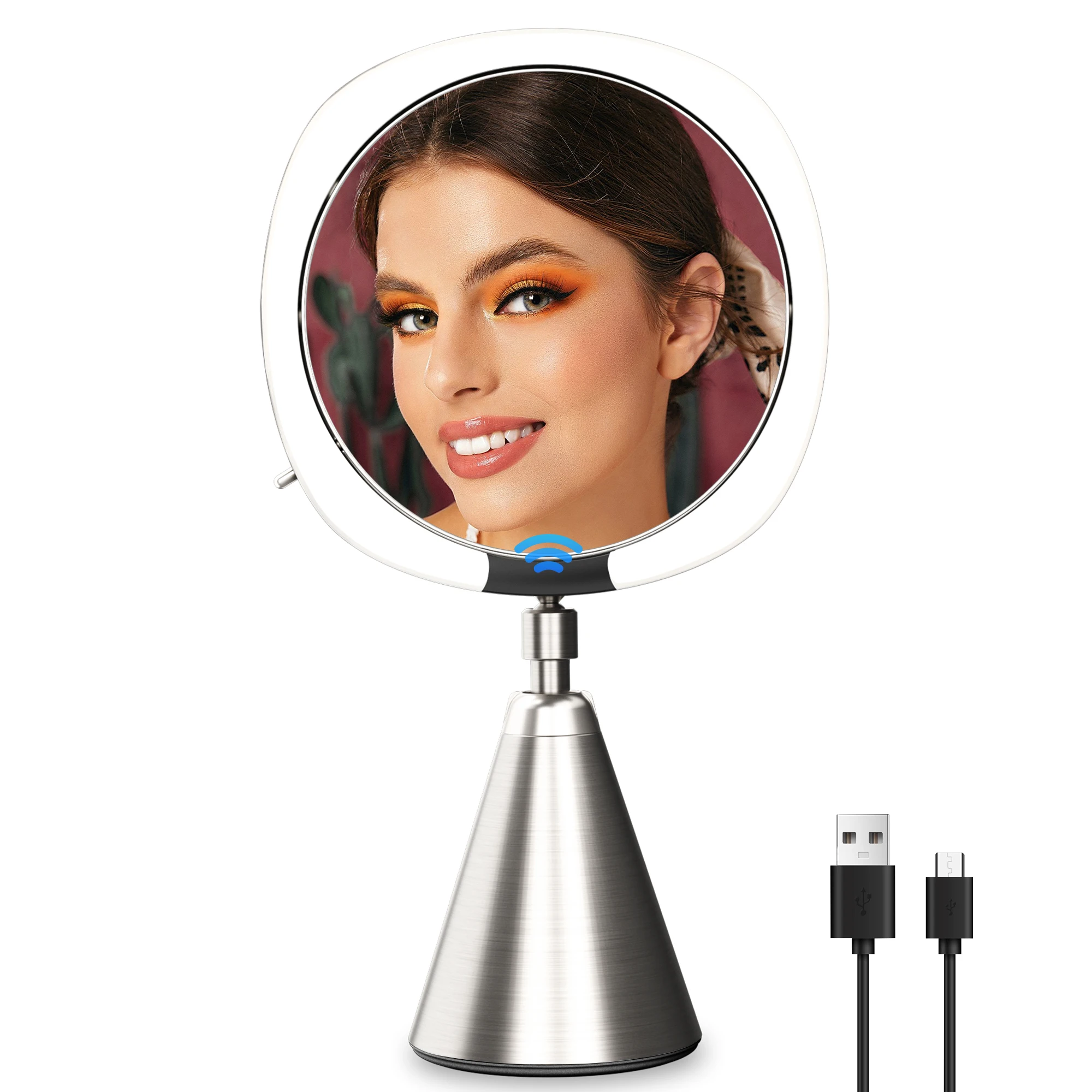 8in Smart Desktop 10X Magnifying Vanity Mirror Easy-to-Use Human Sensor Double Sided Light Metal Touch Convenient make-up mirror
