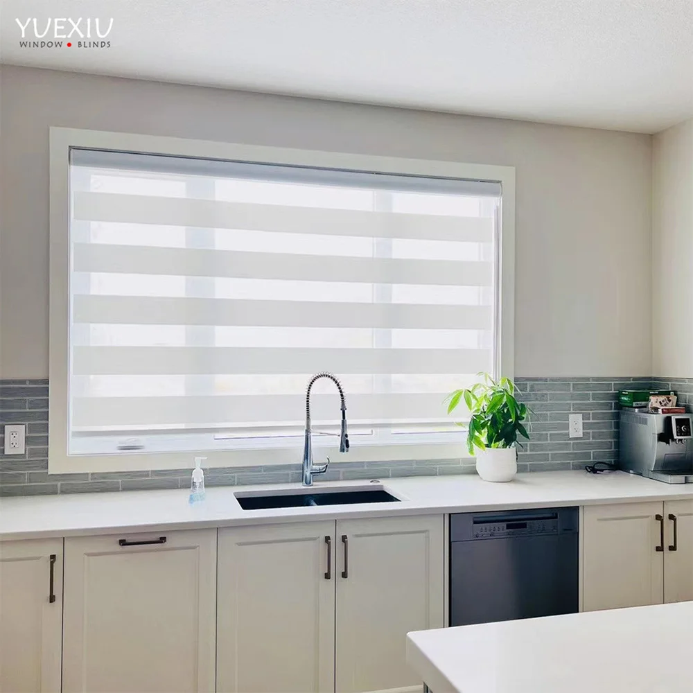 Wholesale Cordless Day And Night Blackout Windoow Shades Roller Zebra Blinds Kitchen Curtains For Sale