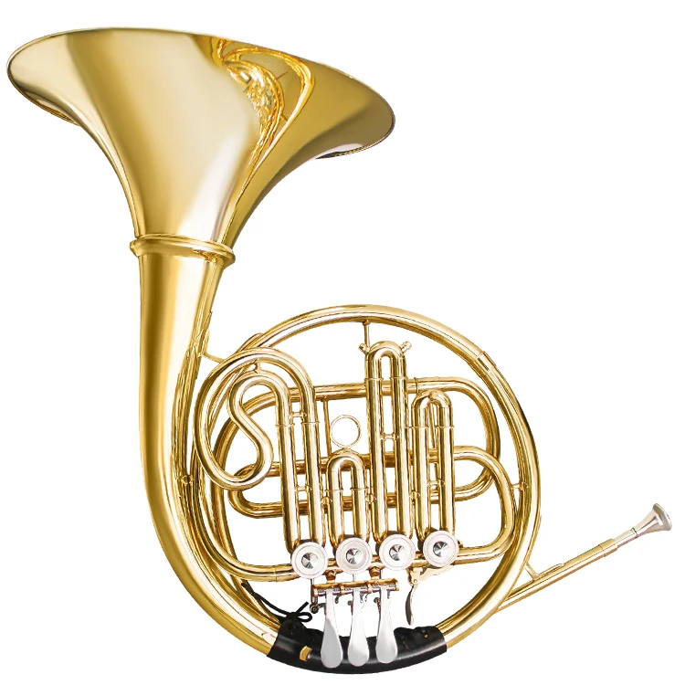 Single Key bb  Brass Horn 4 Keys  Brass Body Gold Single Row Split French Horn Gold Lacquer for Beginner