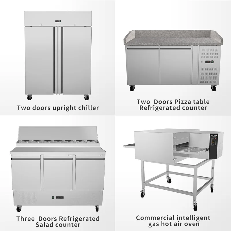 Pizza Prep Table Pizza Preparation Counter Fridge Marble Top Air-Cooled Refrigerated Pizza Workbench Chiller