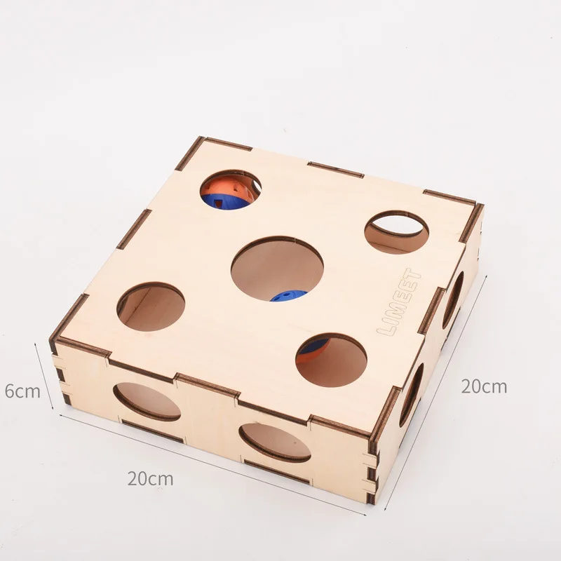 Custom Laser Engraved Logo Cat Puzzle Toy Wooden Toy Gift Hunt Box Funny Box with Balls