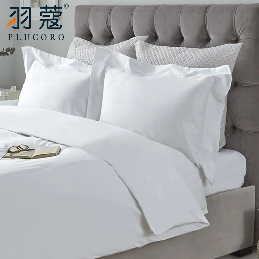 Hotel Bedding Set Luxury Latest Design 300TC  Cotton Bed Sheet Linen White Hotel Bed Linen