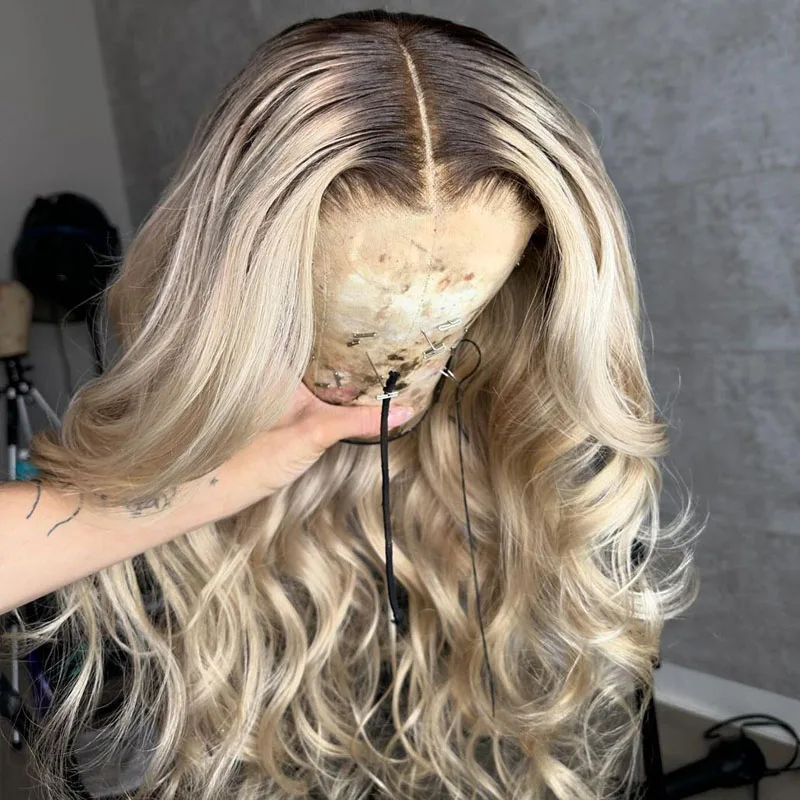 Platinum Blonde Lace Front Wigs Human Hair 100% Vietnamese Virgin Hair Glueless Full Frontal Wigs Pre Plucked Loose Wave Wigs