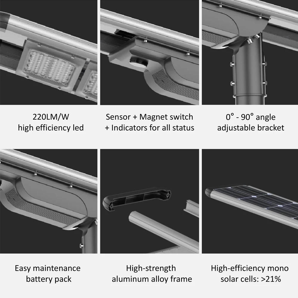 Integrated solar street light with adjustable bracket solar power street light