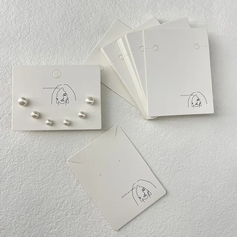 Custom Printing Gold Foil Logo Ivory Card Paper Jewelry Packaging And Display Earring Ring Necklace Cards