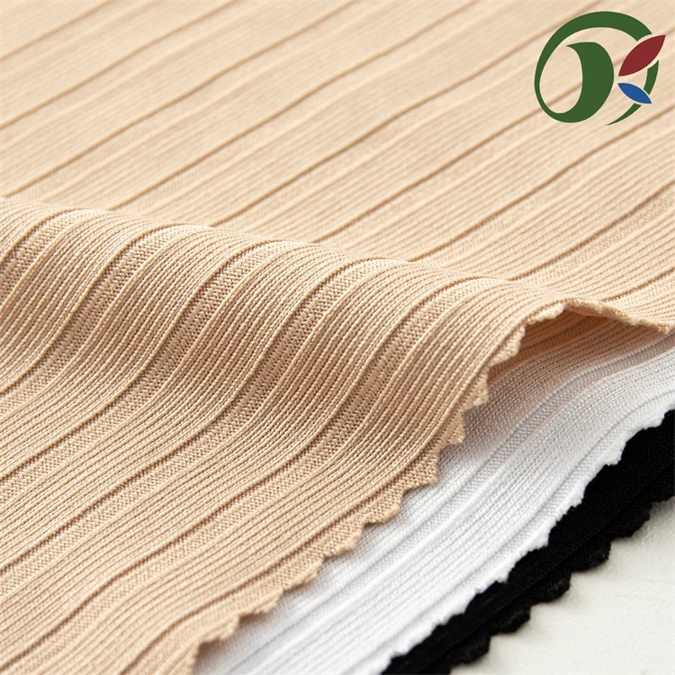 Milk Silk Pit Strips 95% Polyester 5% Spandex Stretch Ribbed Knitted Fabric Material Suitable for clothing