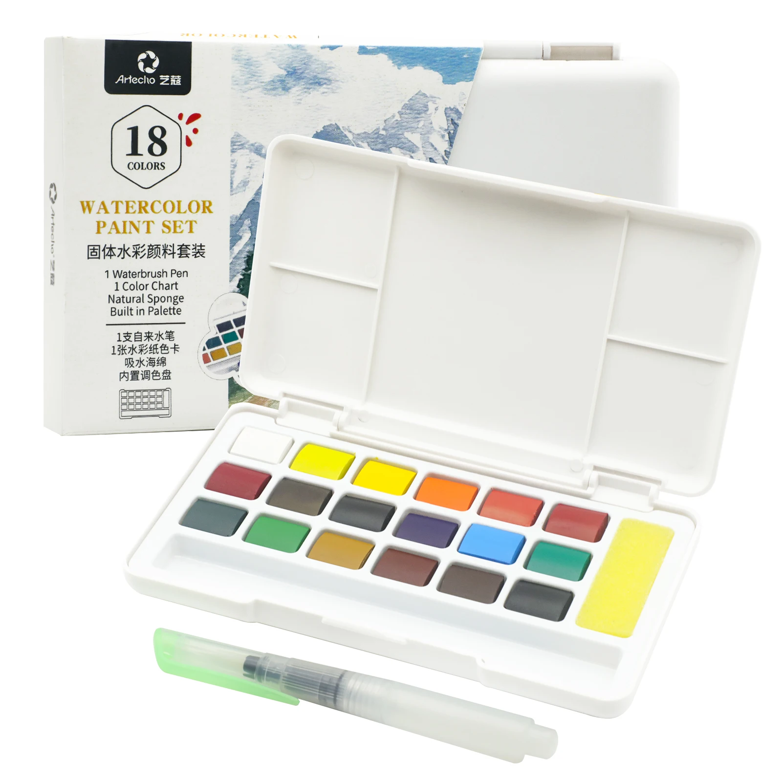 Artecho 18 цветов сплошной акварель акварельный торт набор акварельные краски высокого качества Премиум пигмент