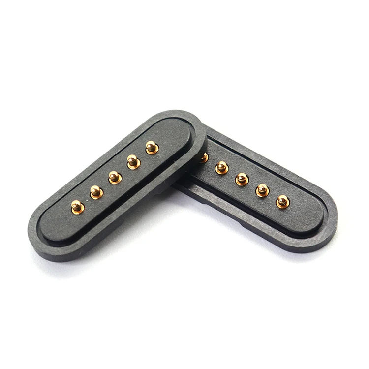 Gold Plated Strong Force Spring Loaded Pogo Pin Pitch 2.2 MM 5 Pin Magnetic Connector Pogo Pin Male Female Connector