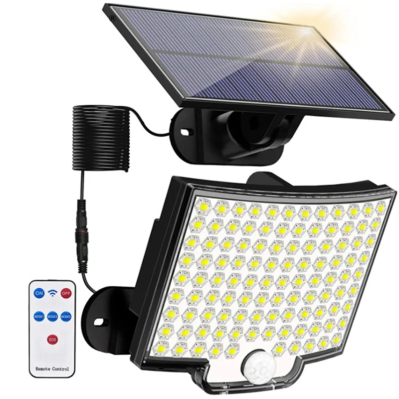 106LED ультра яркий солнечный датчик движения PIR Настенные светильники 4 режима работы IP65 Водонепроницаемый охранный светильник для загородного дома заднего двора