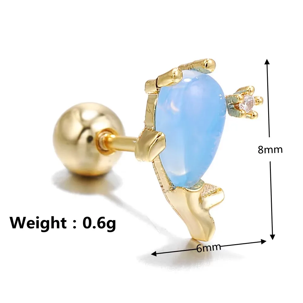 Marine Animals 18K Earrings for Women Girls Environmental Protection Theme Jewelry Zircon Starfish Plated Brass Stud Earrings