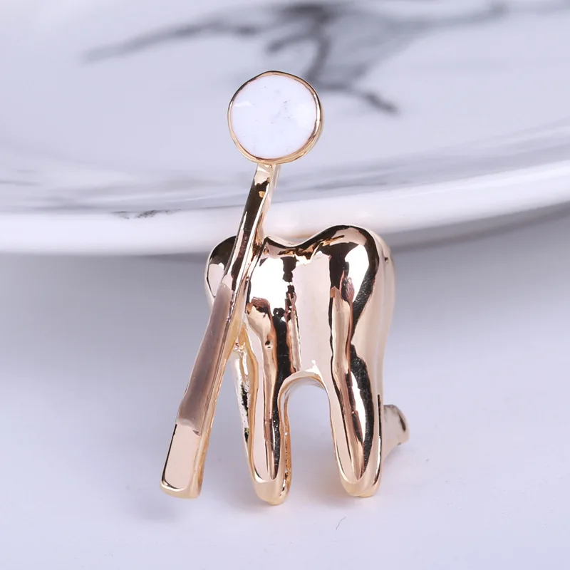 XUNBEI Factor Direct Creative Gold Sliver Color Doctors Tooth Brooch