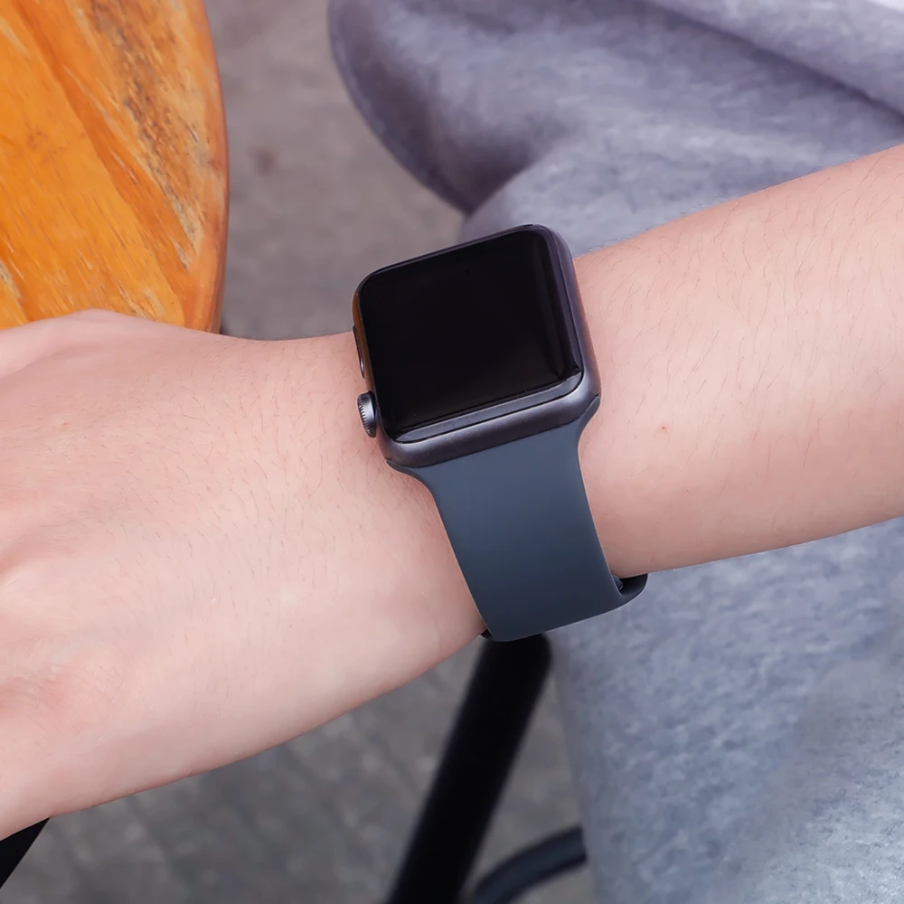  Ремешок силиконовый для Apple Watch спортивный браслет смарт-часов iWatch series 3 4 5 6 se 44 мм 40 42