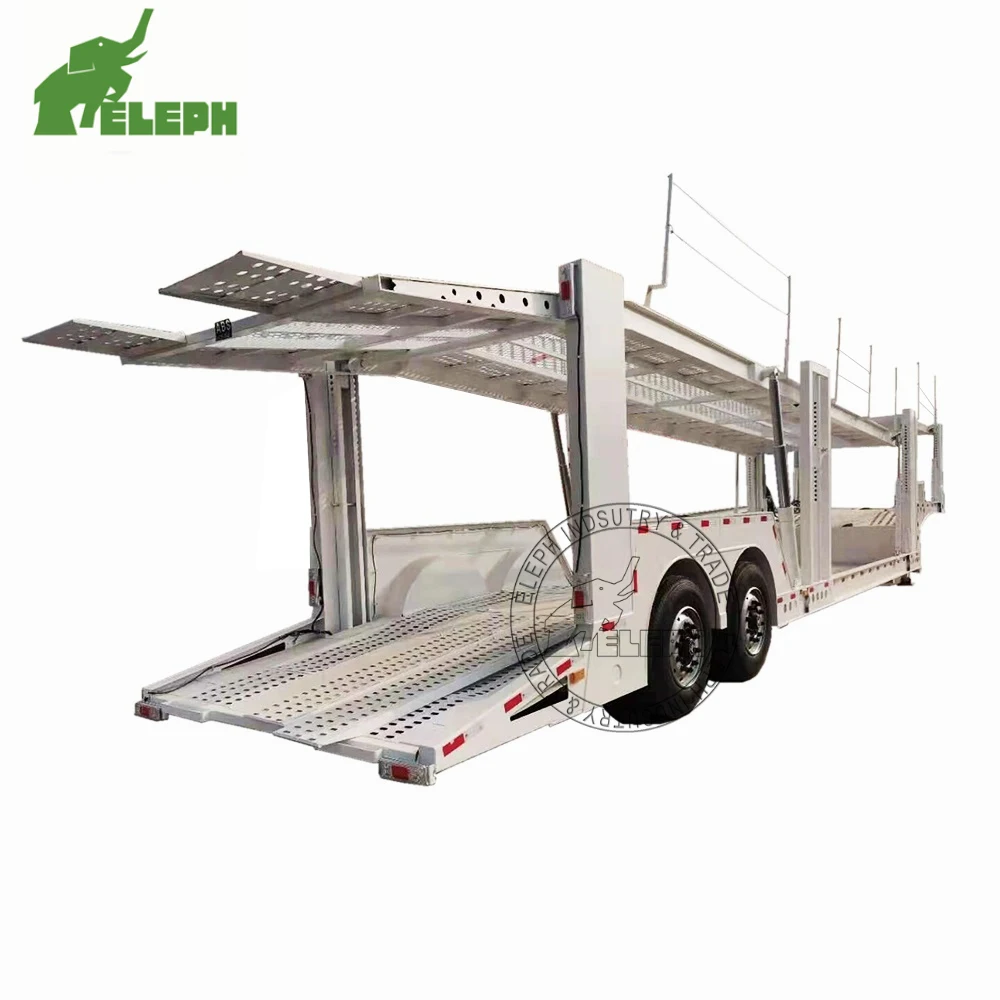 Hot Sale Customized Mobile Metal Car Carrier semitrailer Transport Trailer With Ramp Double Deck Auto Car Carrier Semi Trailer