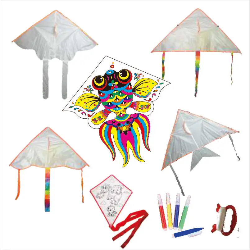 High Quality Kids gift shape DIY Painting Kite Diamond 3d airplane patang pakistani giant big blank kites