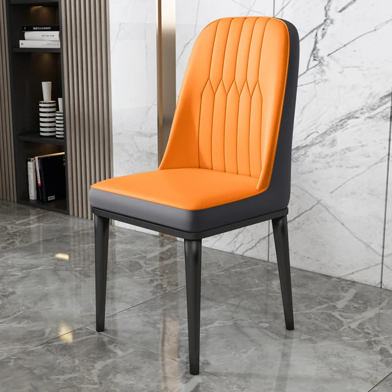 VARIOUS LEATHER DINING CHAIR WITH METAL POWDER COAT LEG