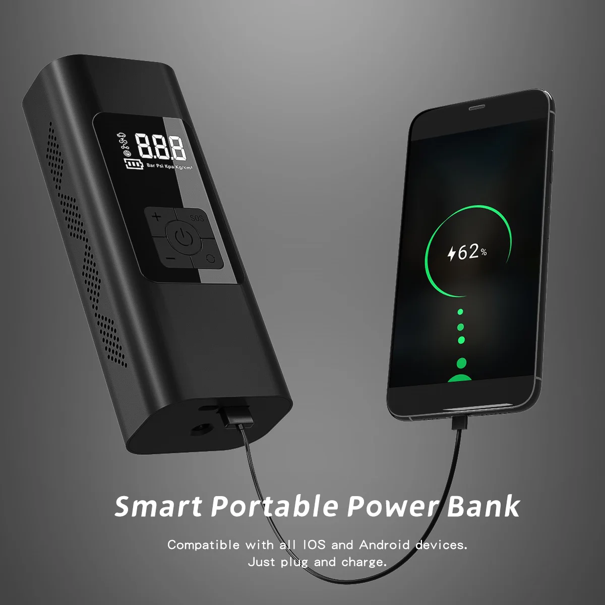 Air Compressor Tire Inflator with 6000 mAh Battery Portable,150 PSI Digital LCD Display& LED Light for Bicycles,Motorcycles,Ball