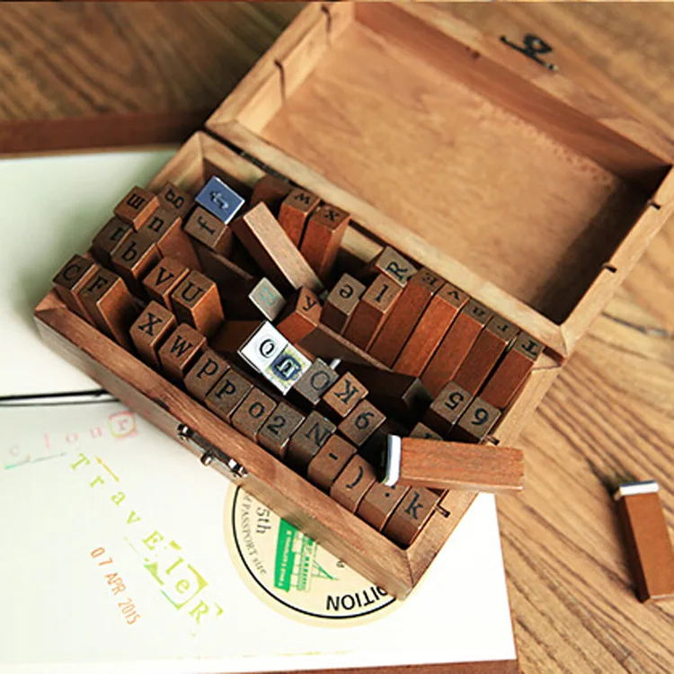 New Personality Wooden Digital English Letter Seal Wooden Box Seal Creative Diy Painting Stamp