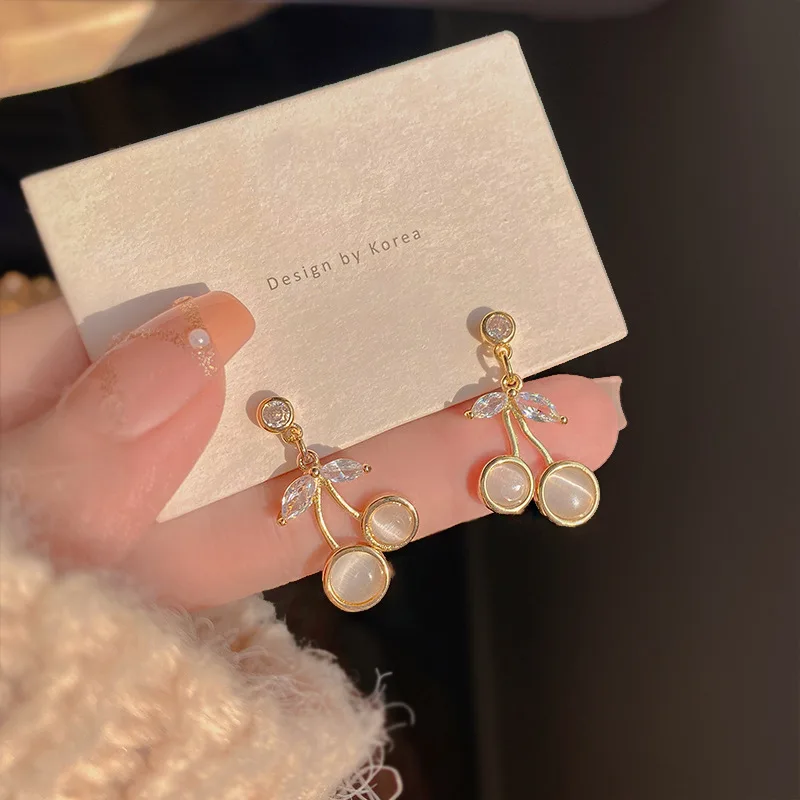 Korean 925 Silver Needle Opal Stone Earrings Exquisite Butterfly Flower Heart Stud Earrings Women Fashion Jewelry