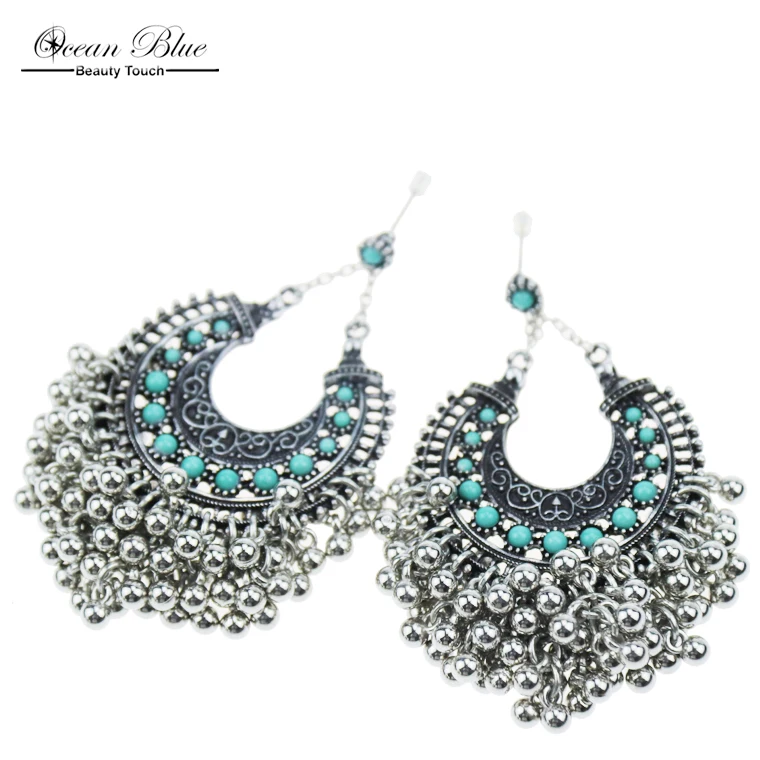 Vintage Design Traditional Bali Indian Ethnic Small Balls Dangle Earrings with Beads